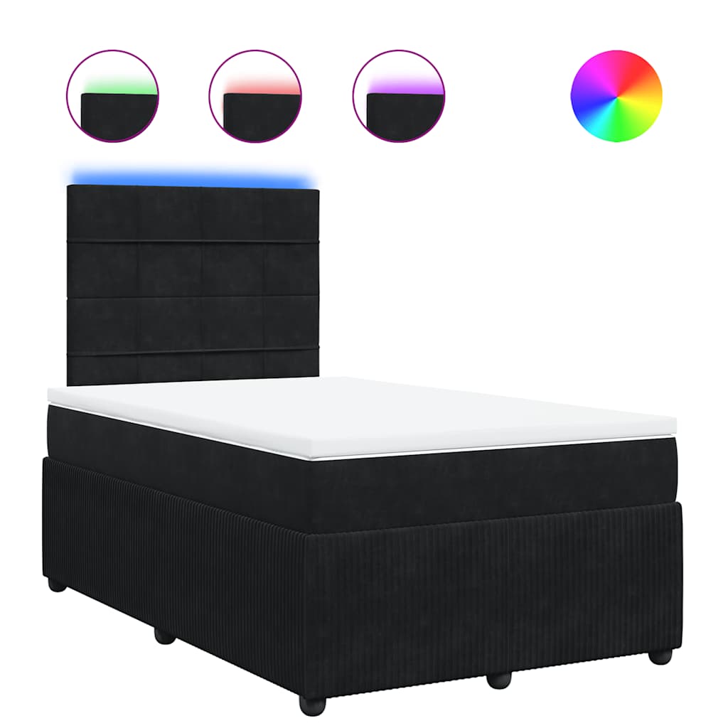 Boxspringbett mit Matratze Schwarz 120x190 cm Samt