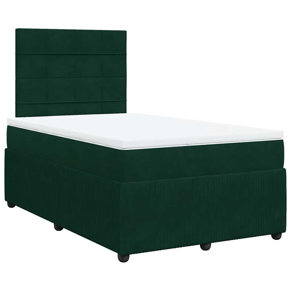 Boxspringbett mit Matratze Dunkelgrün 120x190 cm Samt