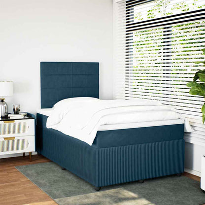 Boxspringbett mit Matratze Blau 120x190 cm Samt
