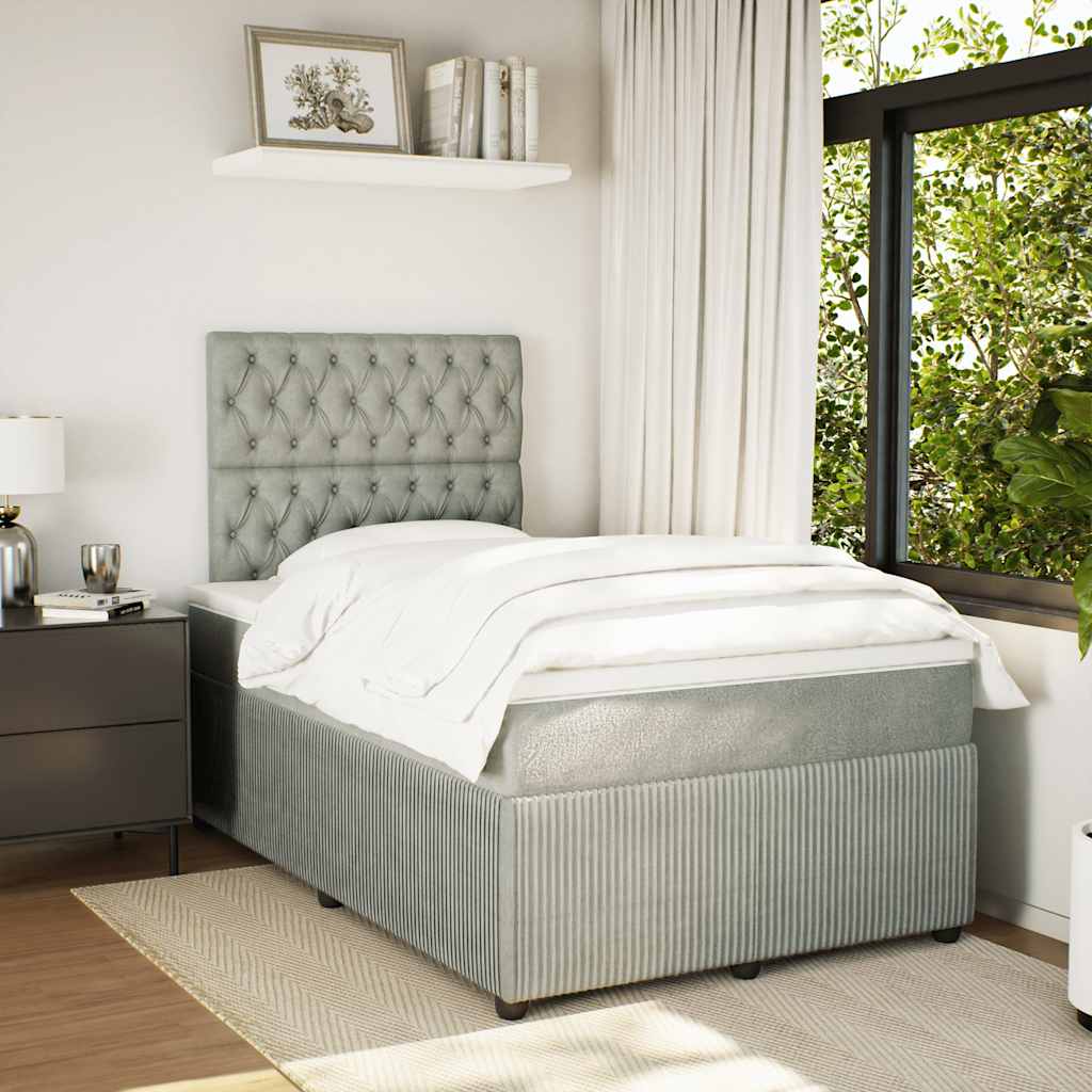 Boxspringbett mit Matratze Hellgrau 120x190 cm Samt