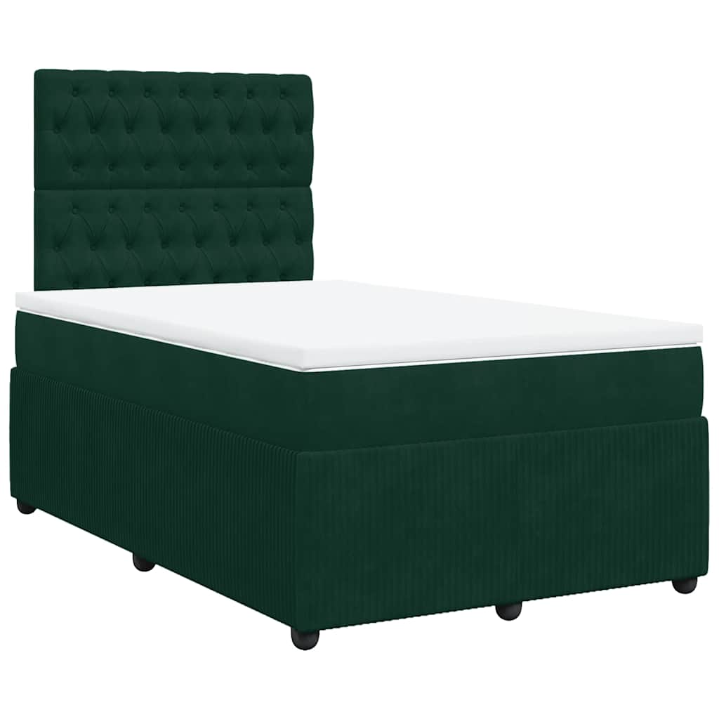 Boxspringbett mit Matratze Dunkelgrün 120x190 cm Samt