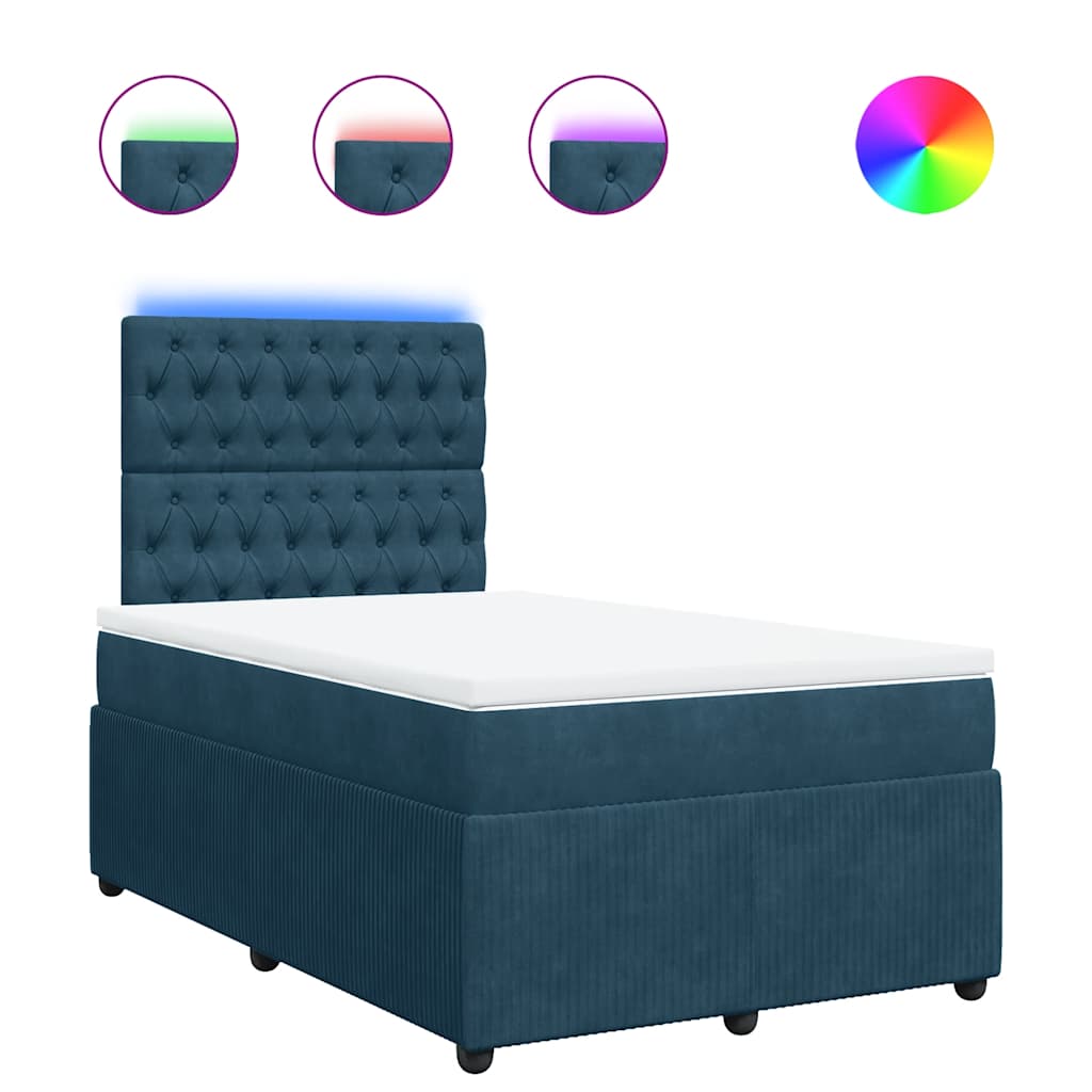 Boxspringbett mit Matratze Blau 120x190 cm Samt