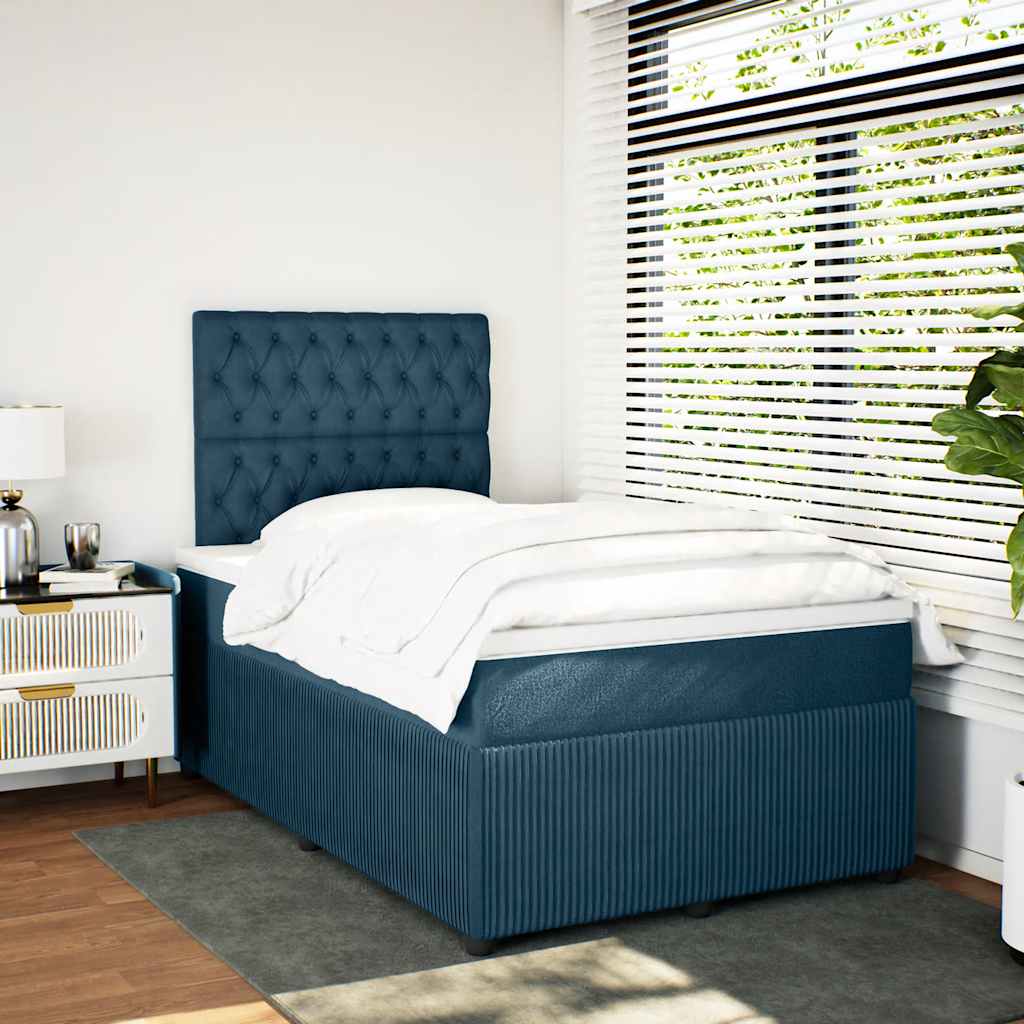 Boxspringbett mit Matratze Blau 120x190 cm Samt