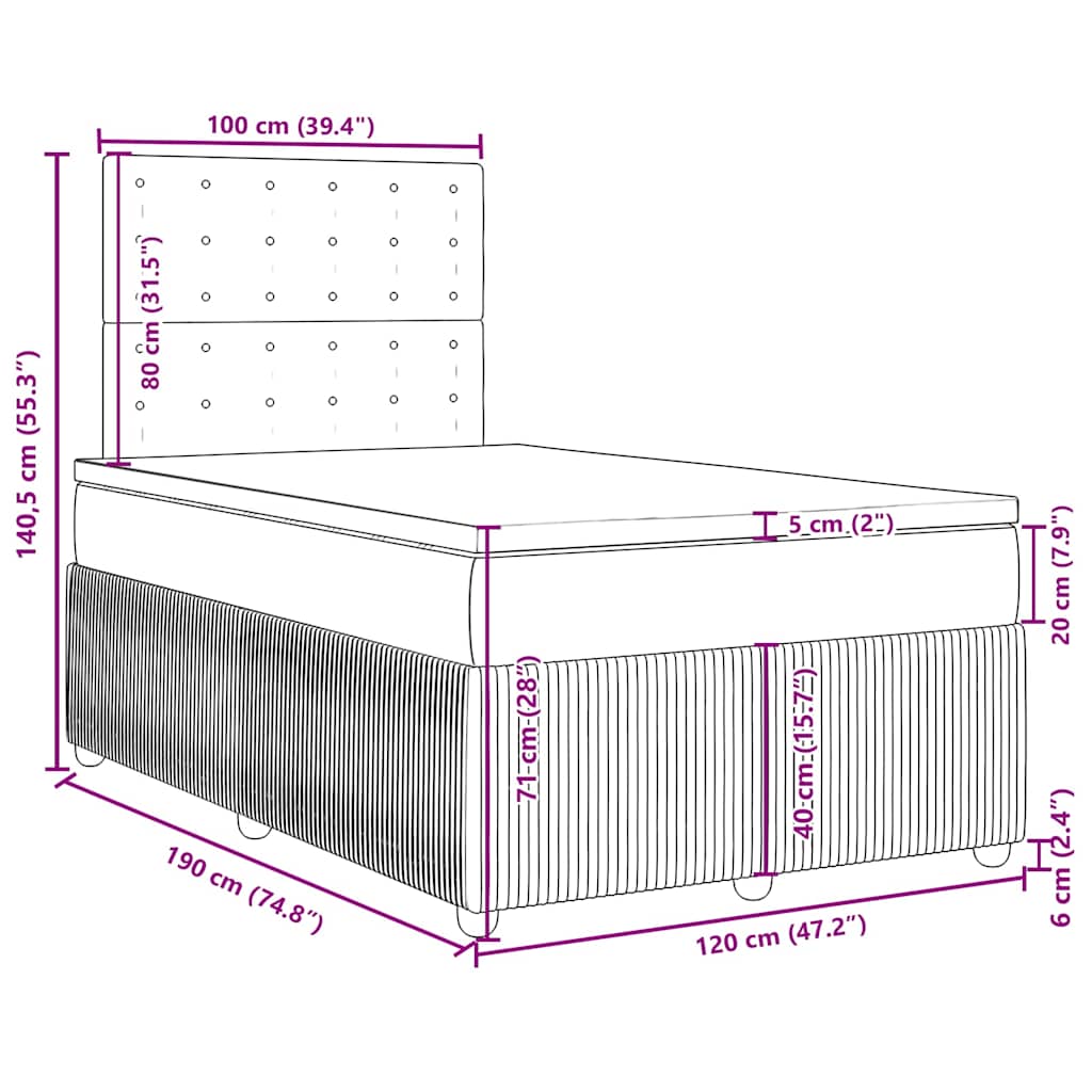 Boxspringbett mit Matratze Schwarz 120x190 cm Samt