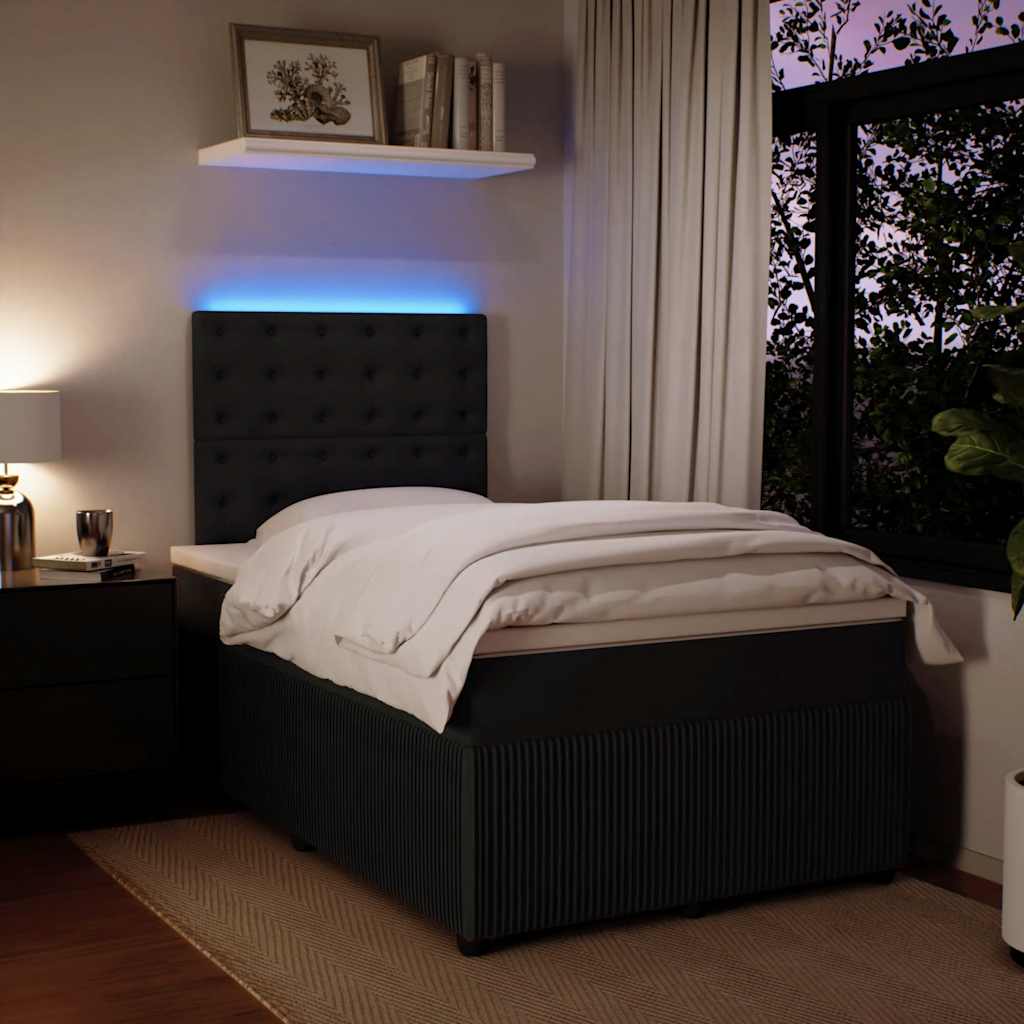 Boxspringbett mit Matratze Schwarz 120x190 cm Samt