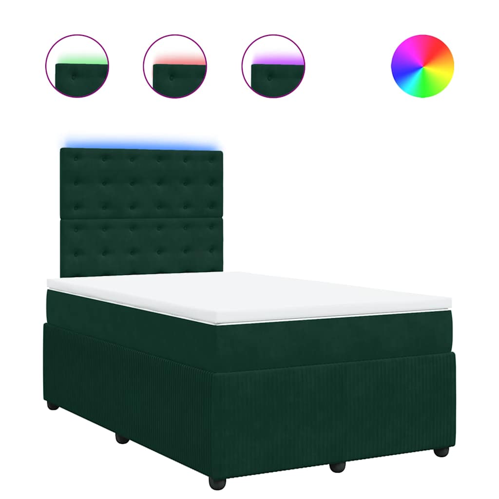 Boxspringbett mit Matratze Dunkelgrün 120x190 cm Samt