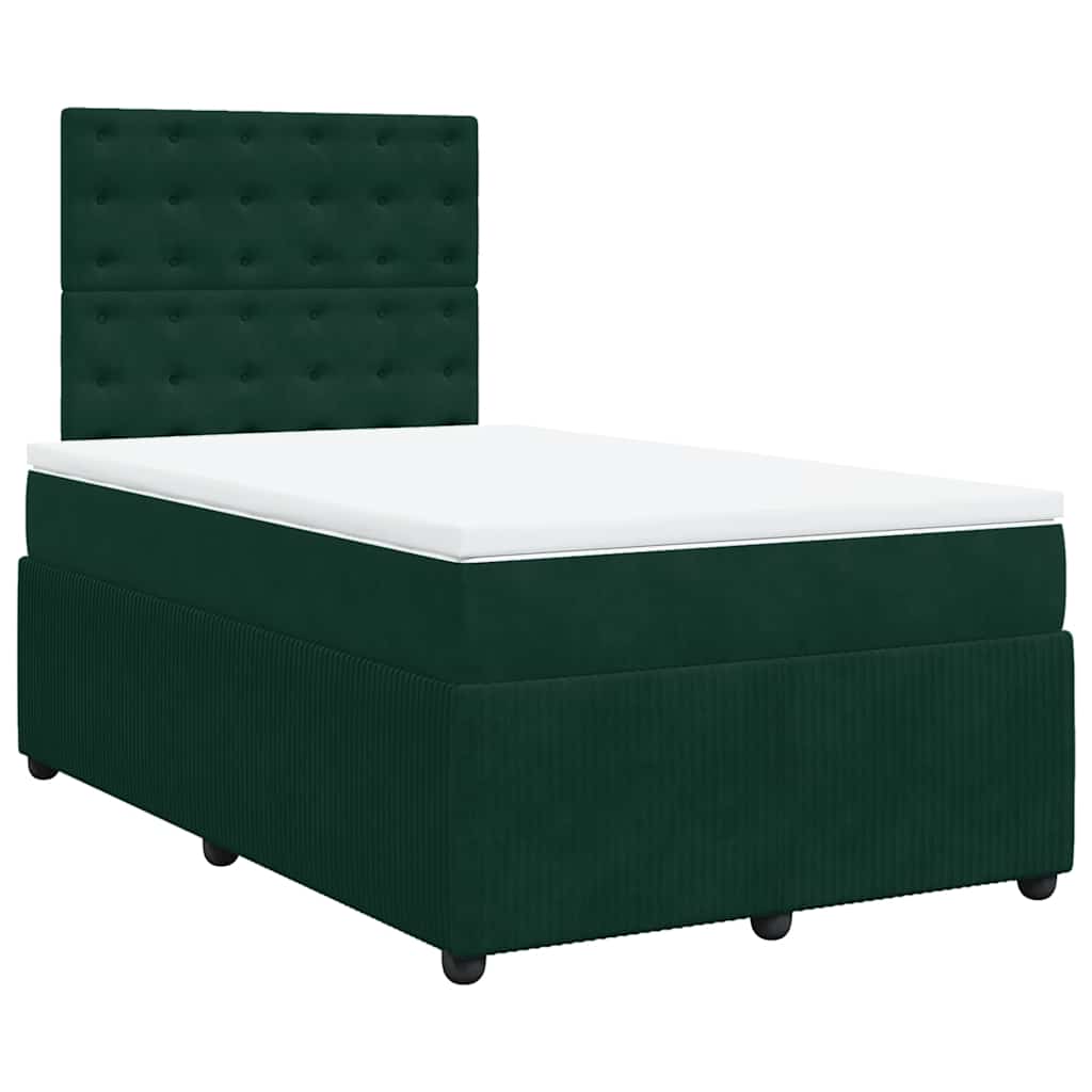 Boxspringbett mit Matratze Dunkelgrün 120x190 cm Samt