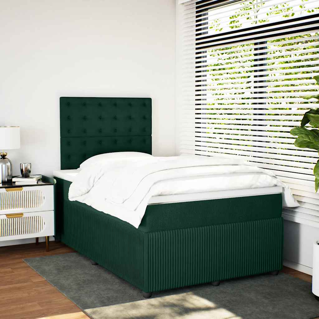 Boxspringbett mit Matratze Dunkelgrün 120x190 cm Samt
