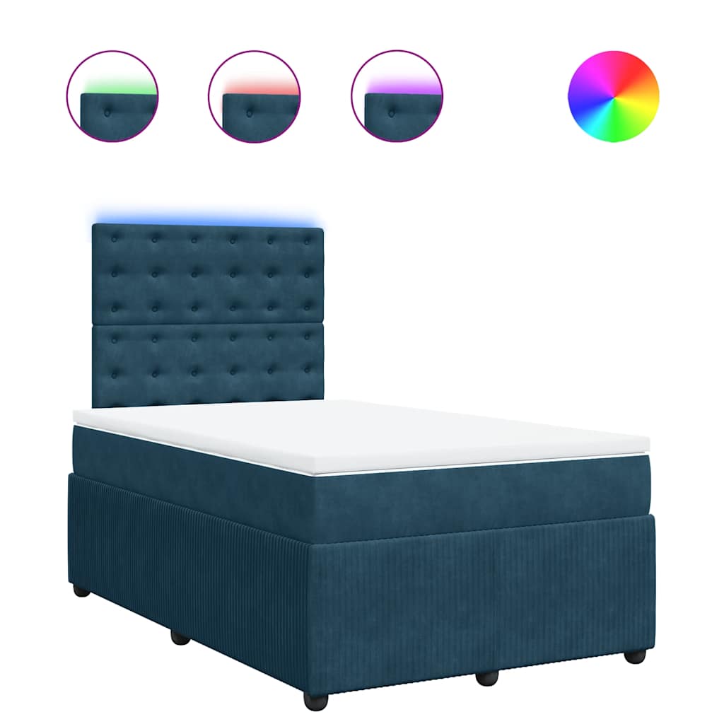 Boxspringbett mit Matratze Blau 120x190 cm Samt