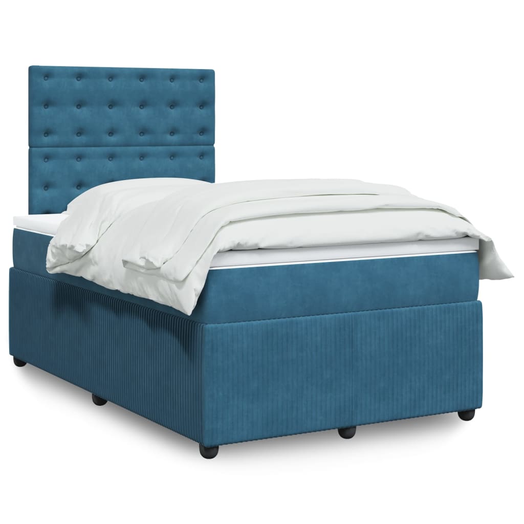 Boxspringbett mit Matratze Blau 120x190 cm Samt