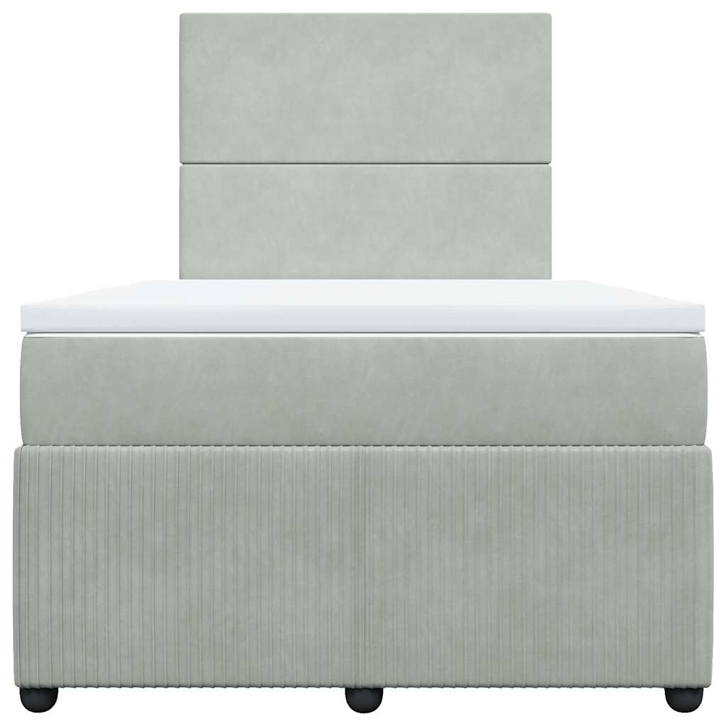 Boxspringbett mit Matratze Hellgrau 120x200 cm Samt