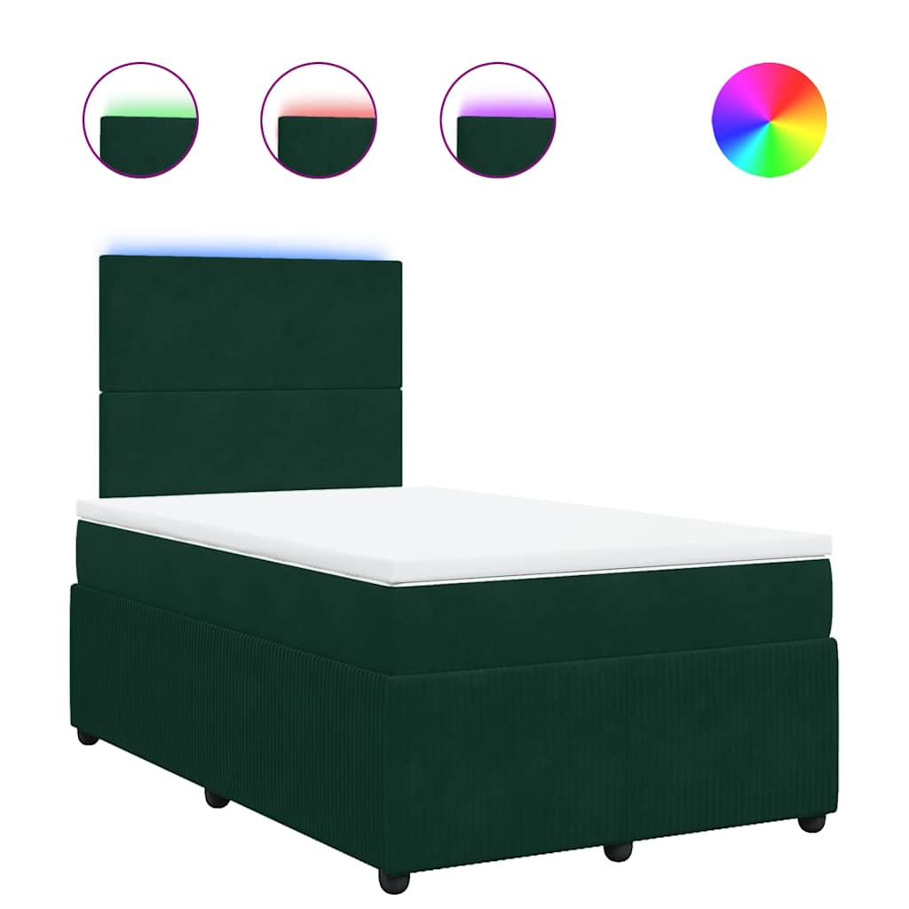Boxspringbett mit Matratze Dunkelgrün 120x200 cm Samt