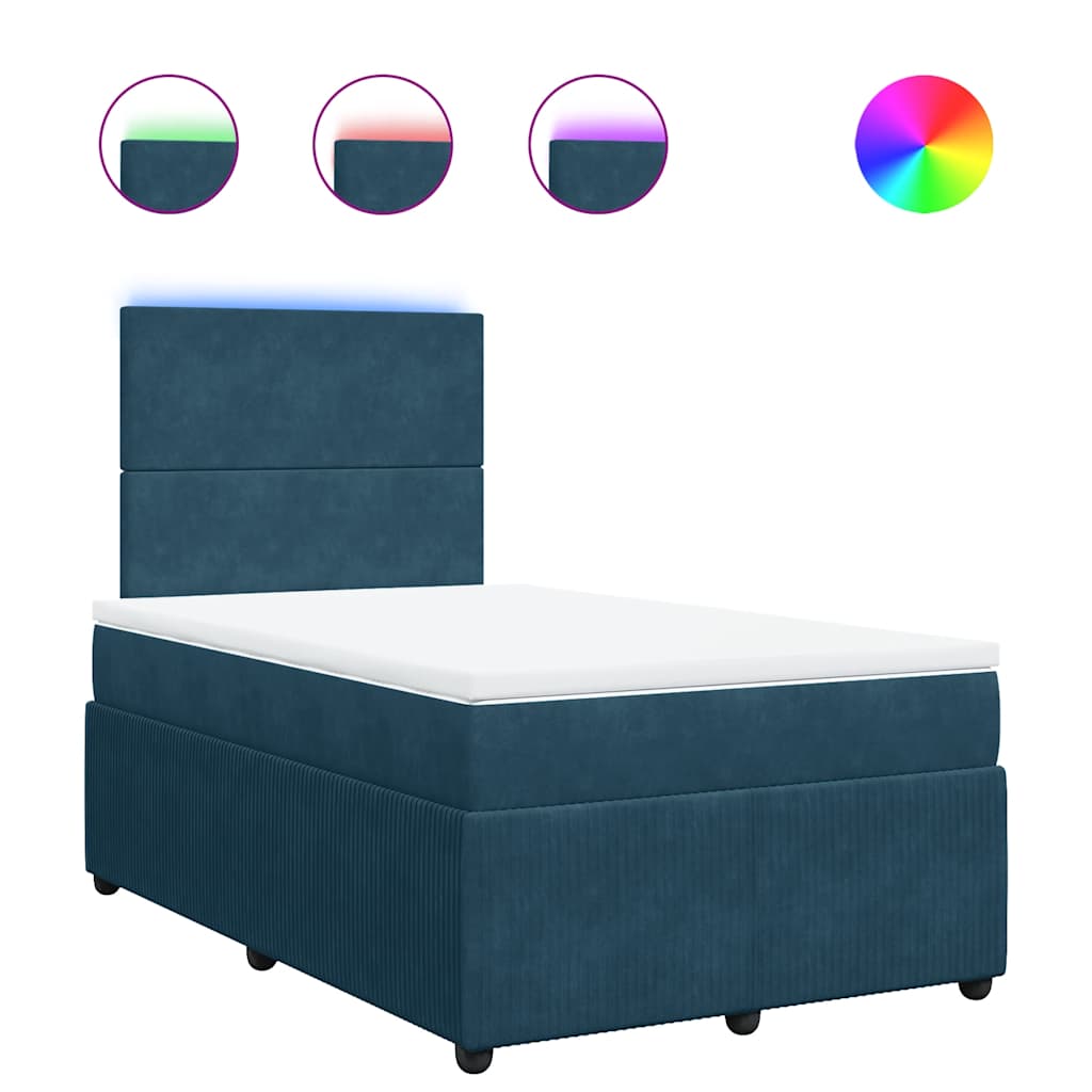 Boxspringbett mit Matratze Blau 120x200 cm Samt