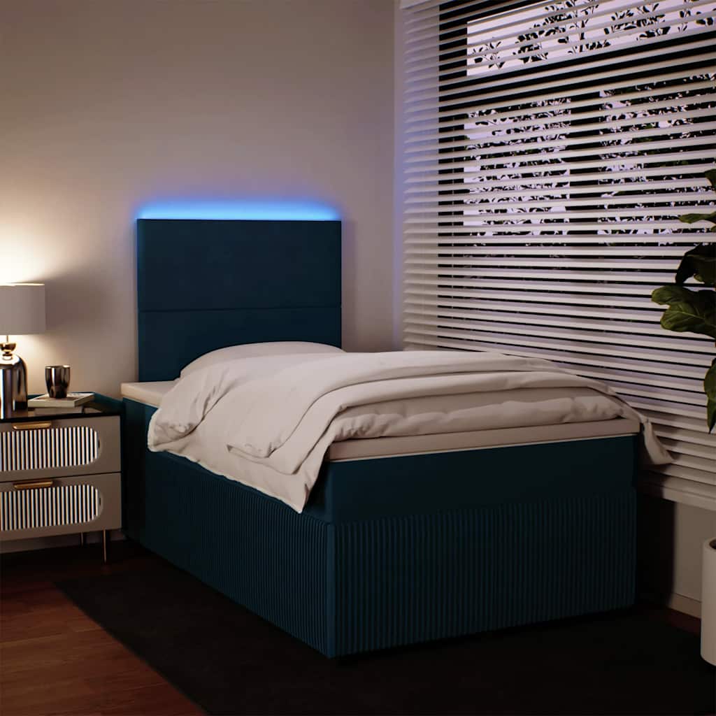 Boxspringbett mit Matratze Blau 120x200 cm Samt