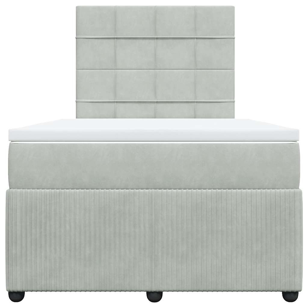 Boxspringbett mit Matratze Hellgrau 120x200 cm Samt