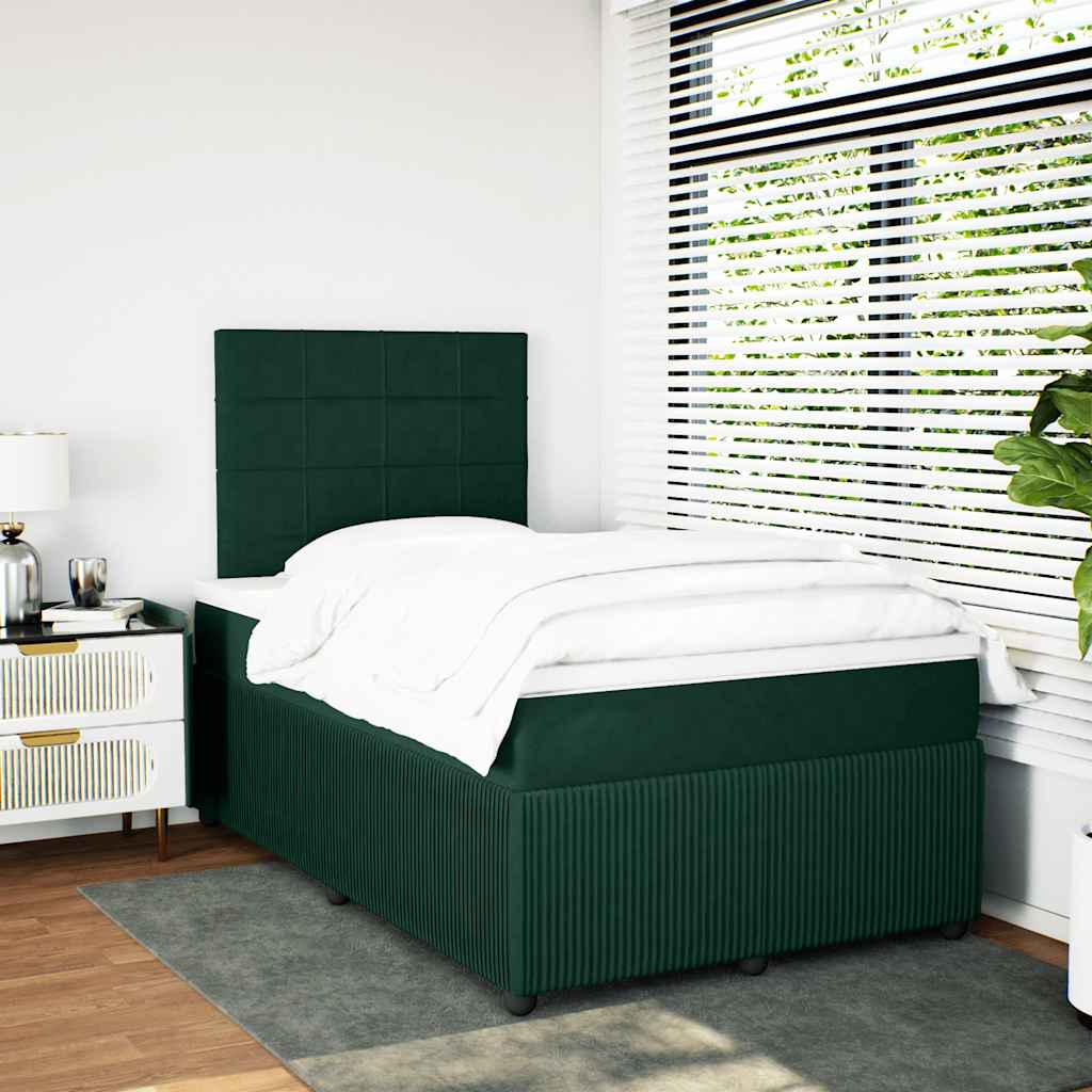 Boxspringbett mit Matratze Dunkelgrün 120x200 cm Samt