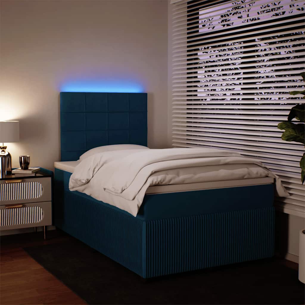 Boxspringbett mit Matratze Blau 120x200 cm Samt