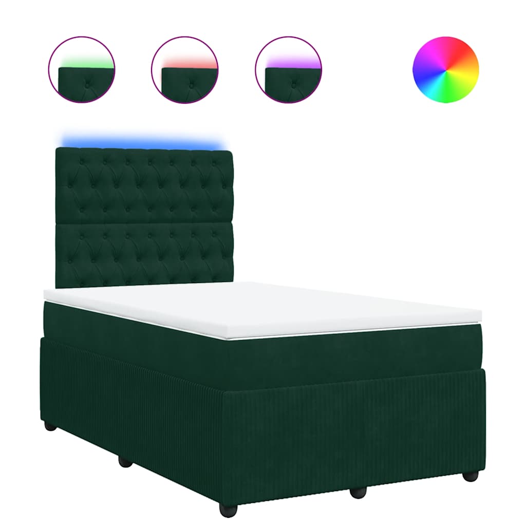 Boxspringbett mit Matratze Dunkelgrün 120x200 cm Samt