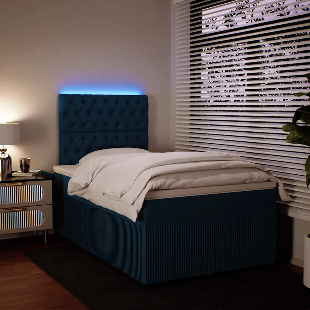 Boxspringbett mit Matratze Blau 120x200 cm Samt