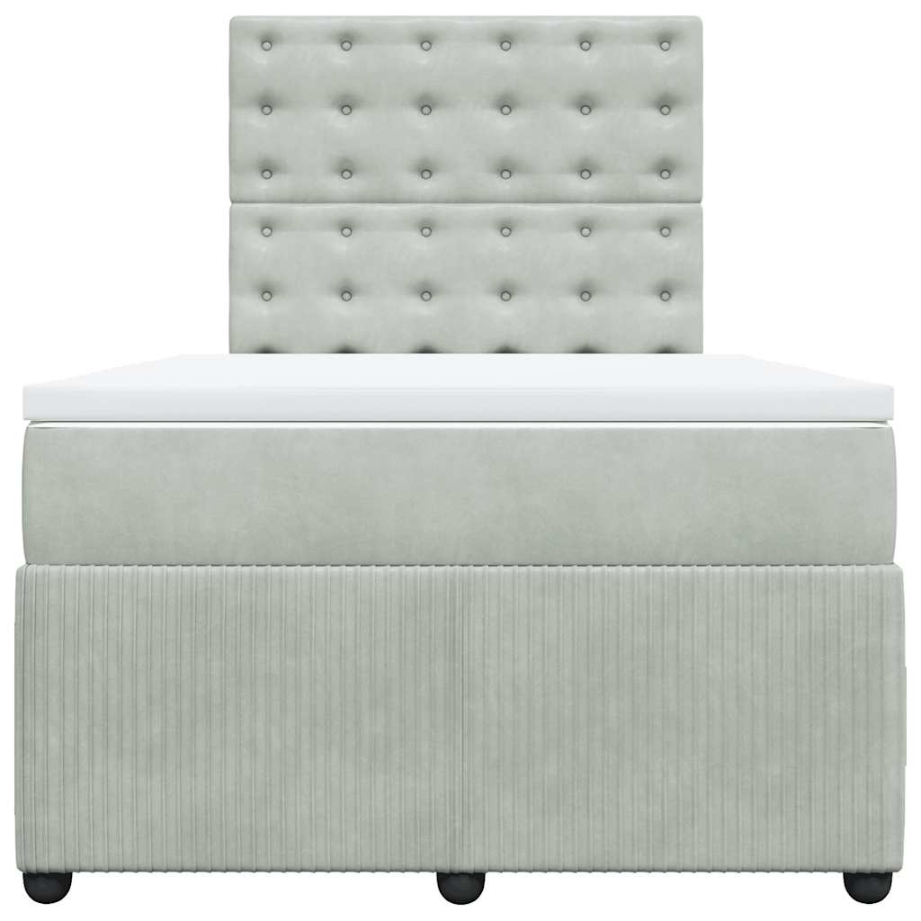 Boxspringbett mit Matratze Hellgrau 120x200 cm Samt