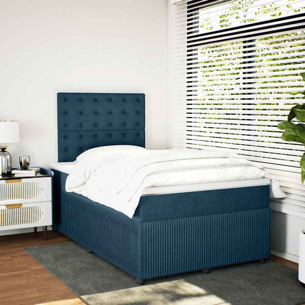 Boxspringbett mit Matratze Blau 120x200 cm Samt
