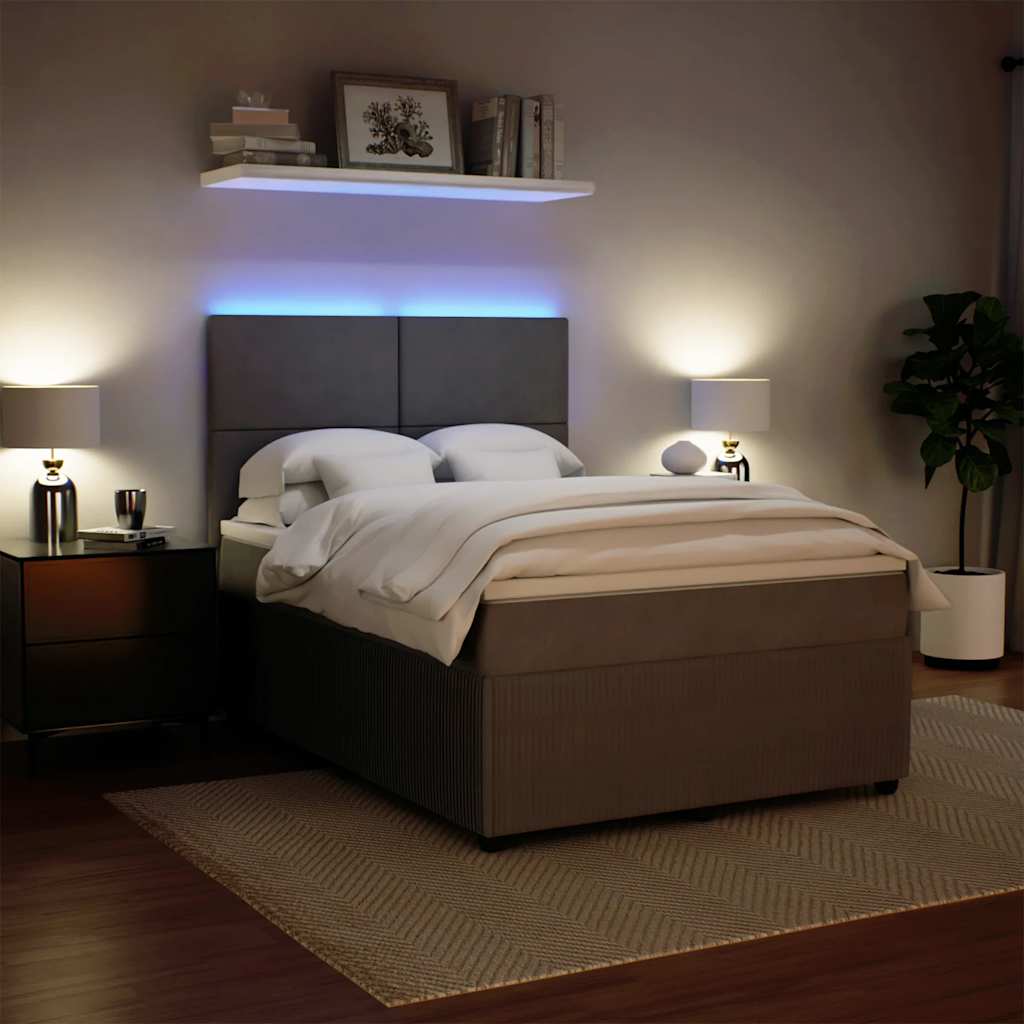 Boxspringbett mit Matratze Hellgrau 140x190 cm Samt