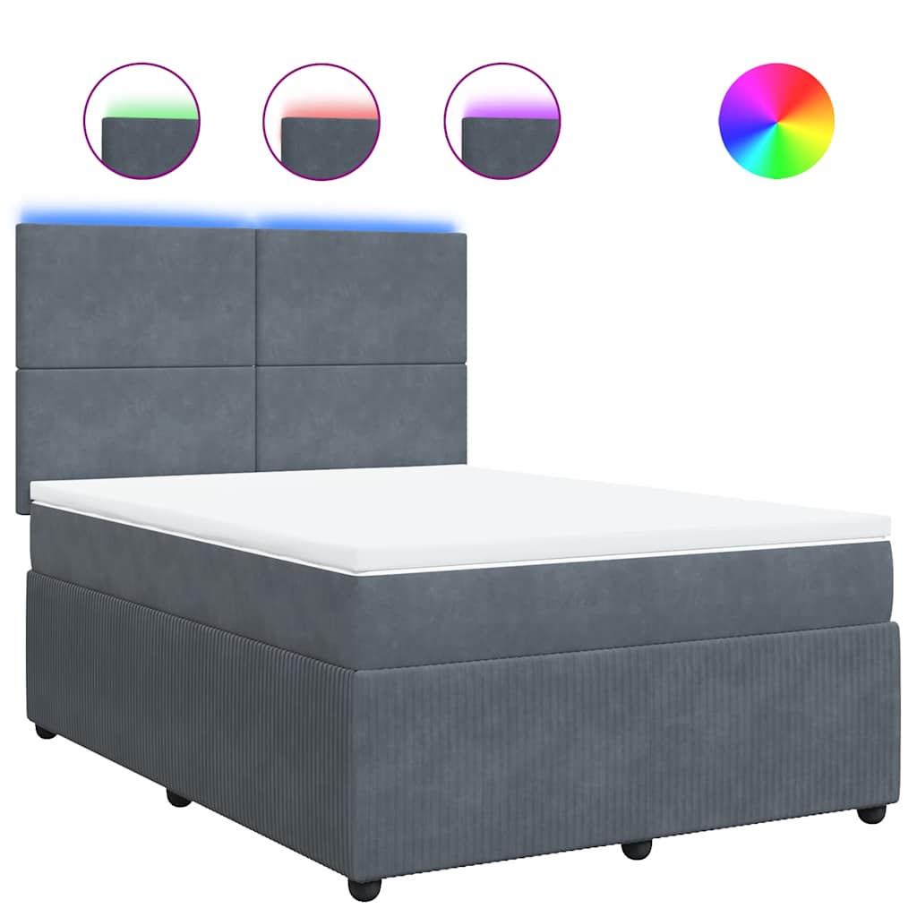 Boxspringbett mit Matratze Dunkelgrau 140x190 cm Samt