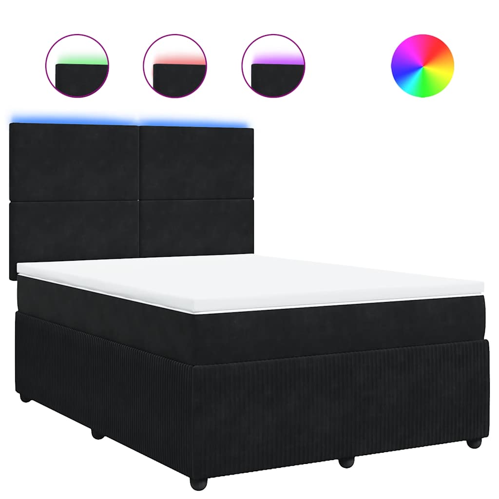 Boxspringbett mit Matratze Schwarz 140x190 cm Samt