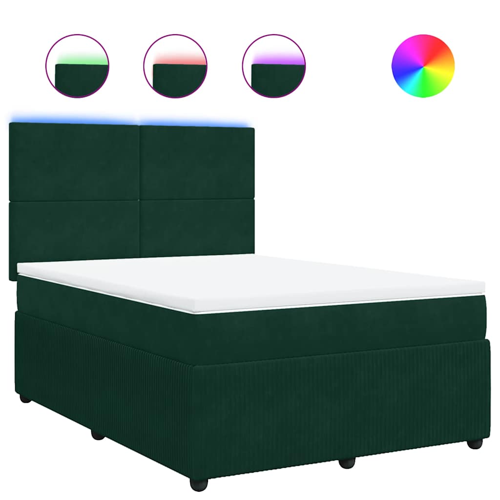 Boxspringbett mit Matratze Dunkelgrün 140x190 cm Samt