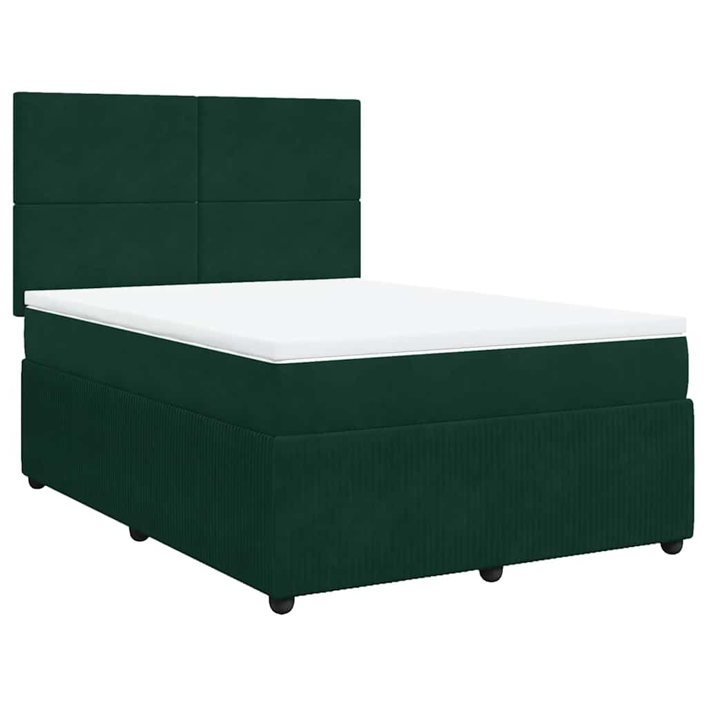 Boxspringbett mit Matratze Dunkelgrün 140x190 cm Samt