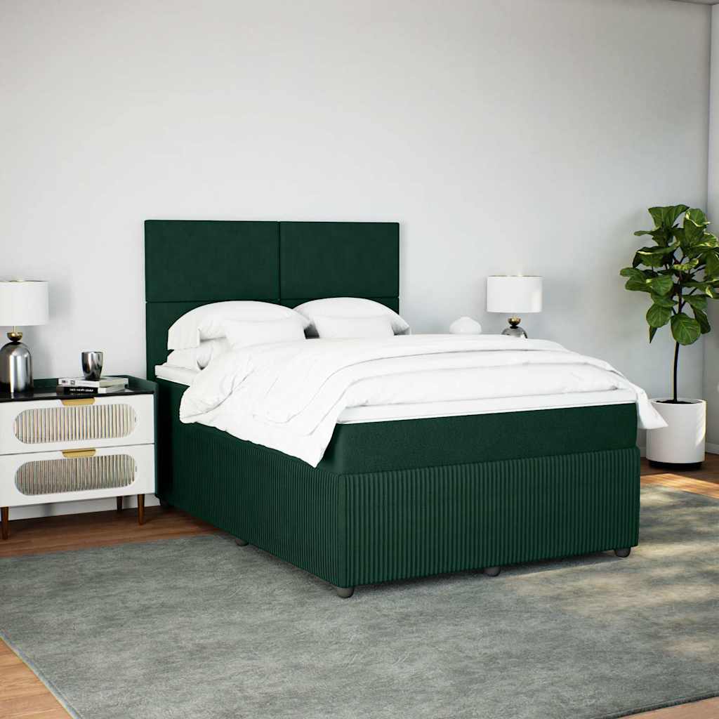 Boxspringbett mit Matratze Dunkelgrün 140x190 cm Samt