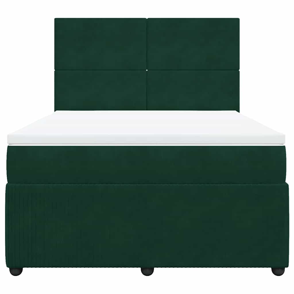 Boxspringbett mit Matratze Dunkelgrün 140x190 cm Samt