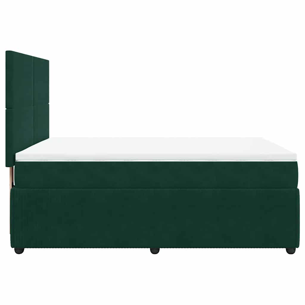 Boxspringbett mit Matratze Dunkelgrün 140x190 cm Samt