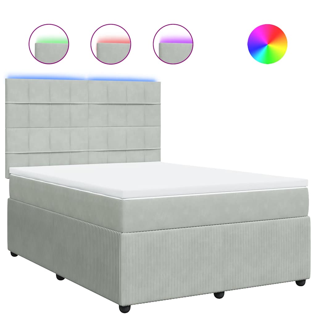 Boxspringbett mit Matratze Hellgrau 140x190 cm Samt
