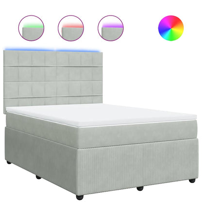 Boxspringbett mit Matratze Hellgrau 140x190 cm Samt