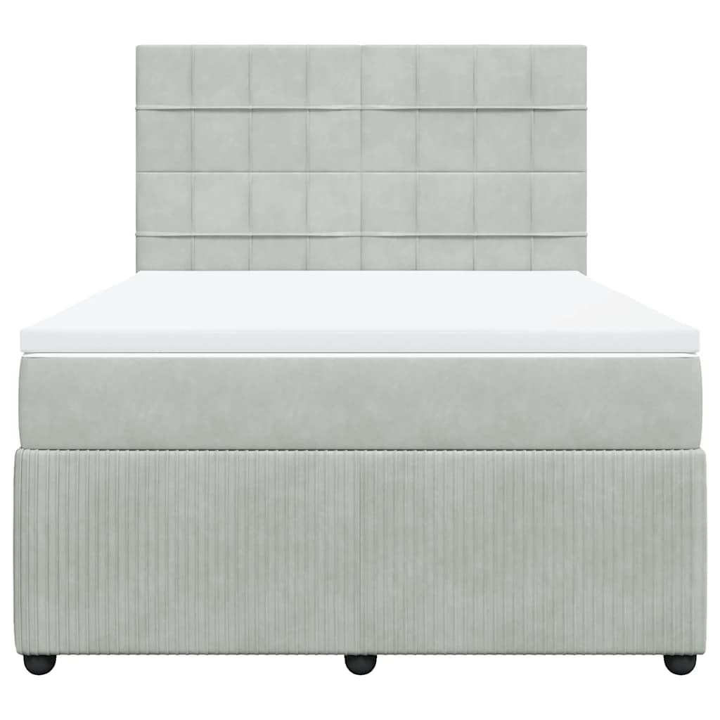 Boxspringbett mit Matratze Hellgrau 140x190 cm Samt