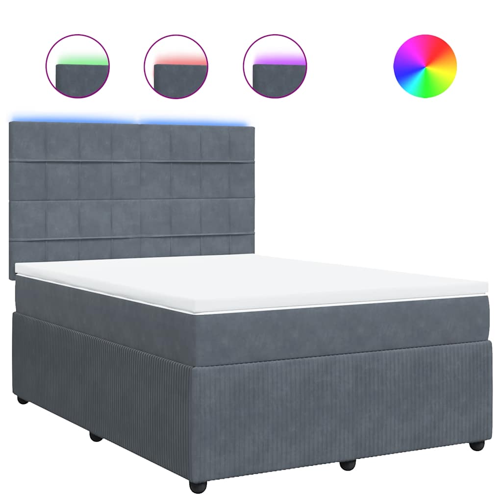 Boxspringbett mit Matratze Dunkelgrau 140x190 cm Samt