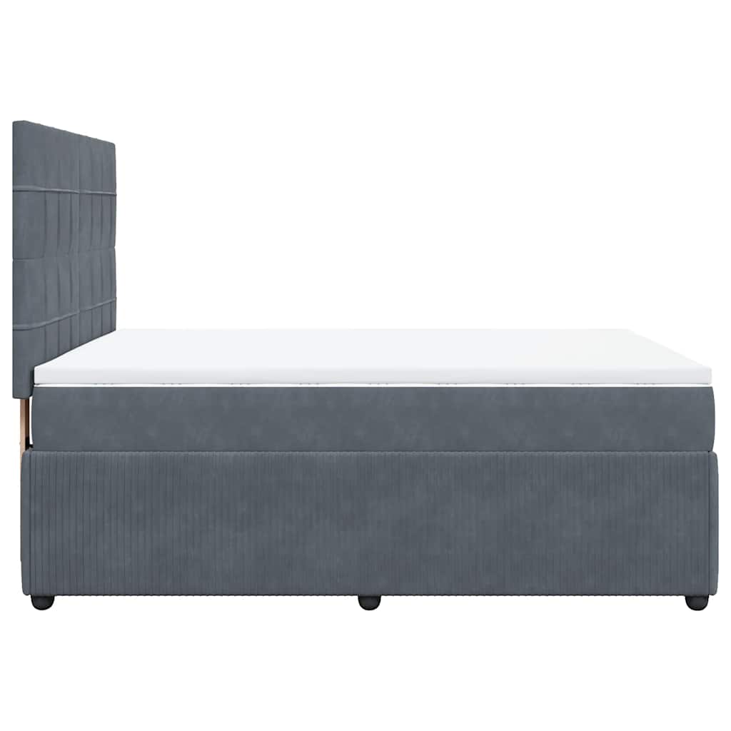 Boxspringbett mit Matratze Dunkelgrau 140x190 cm Samt