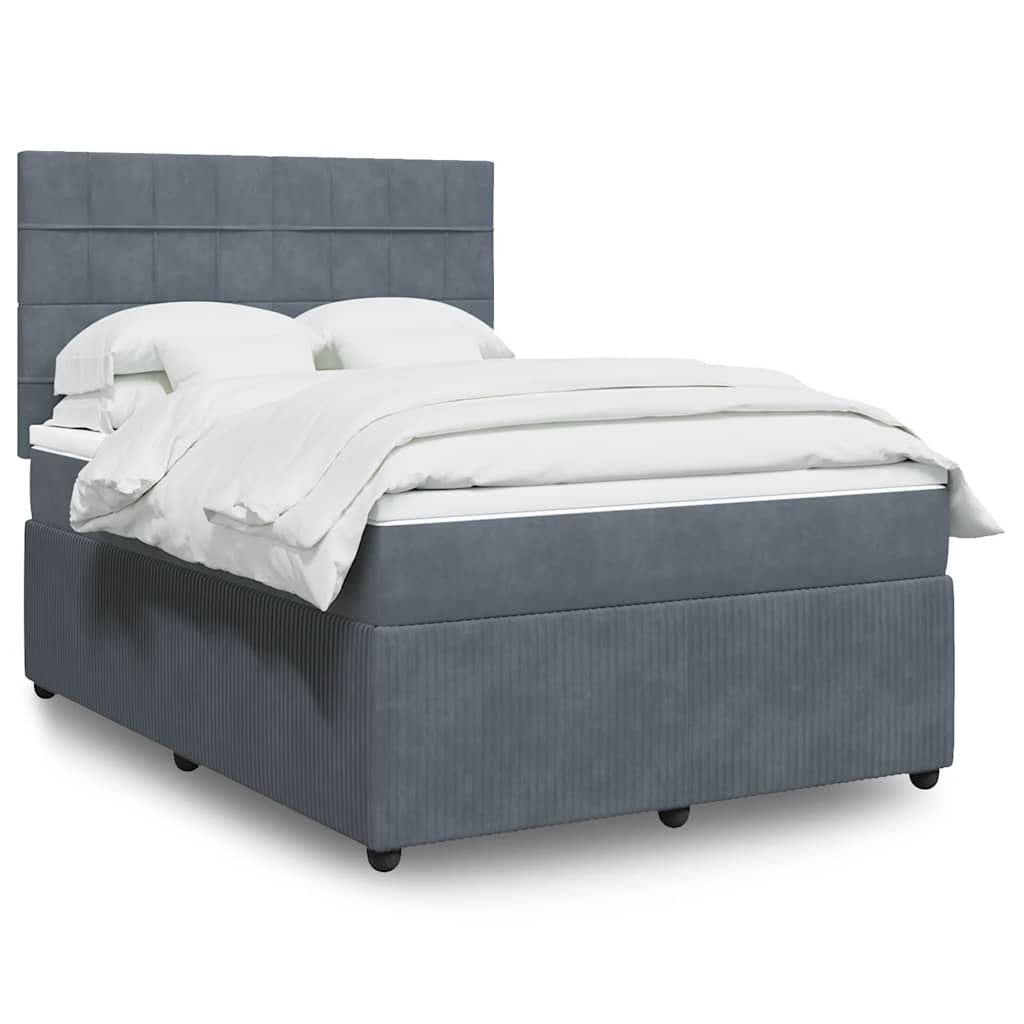 Boxspringbett mit Matratze Dunkelgrau 140x190 cm Samt