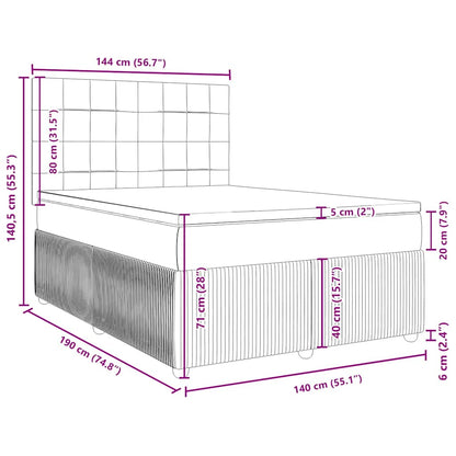 Boxspringbett mit Matratze Schwarz 140x190 cm Samt