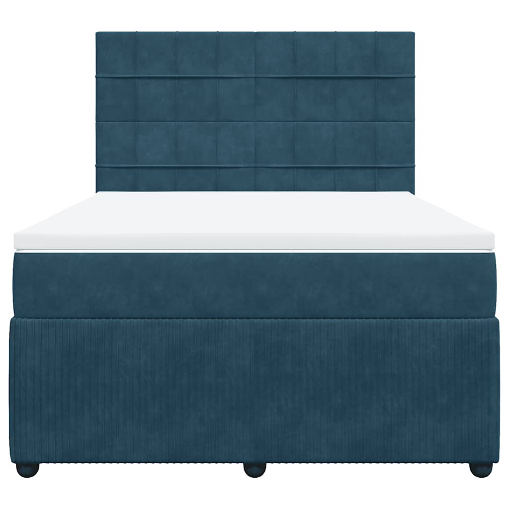 Boxspringbett mit Matratze Blau 140x190 cm Samt