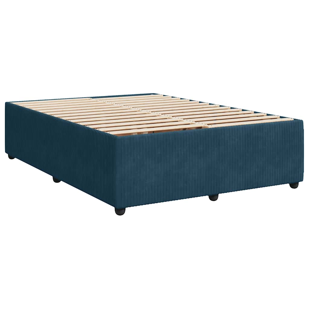 Boxspringbett mit Matratze Blau 140x190 cm Samt
