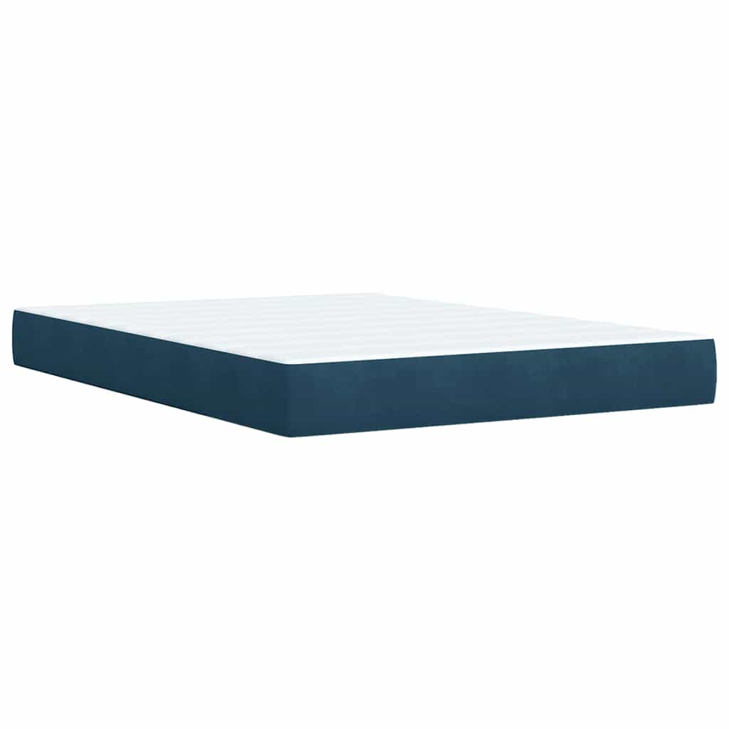 Boxspringbett mit Matratze Blau 140x190 cm Samt