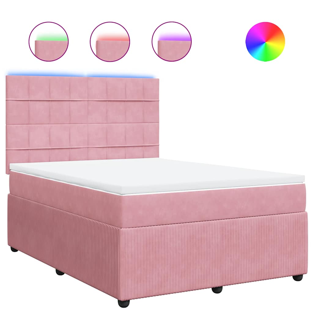 Boxspringbett mit Matratze Rosa 140x190 cm Samt