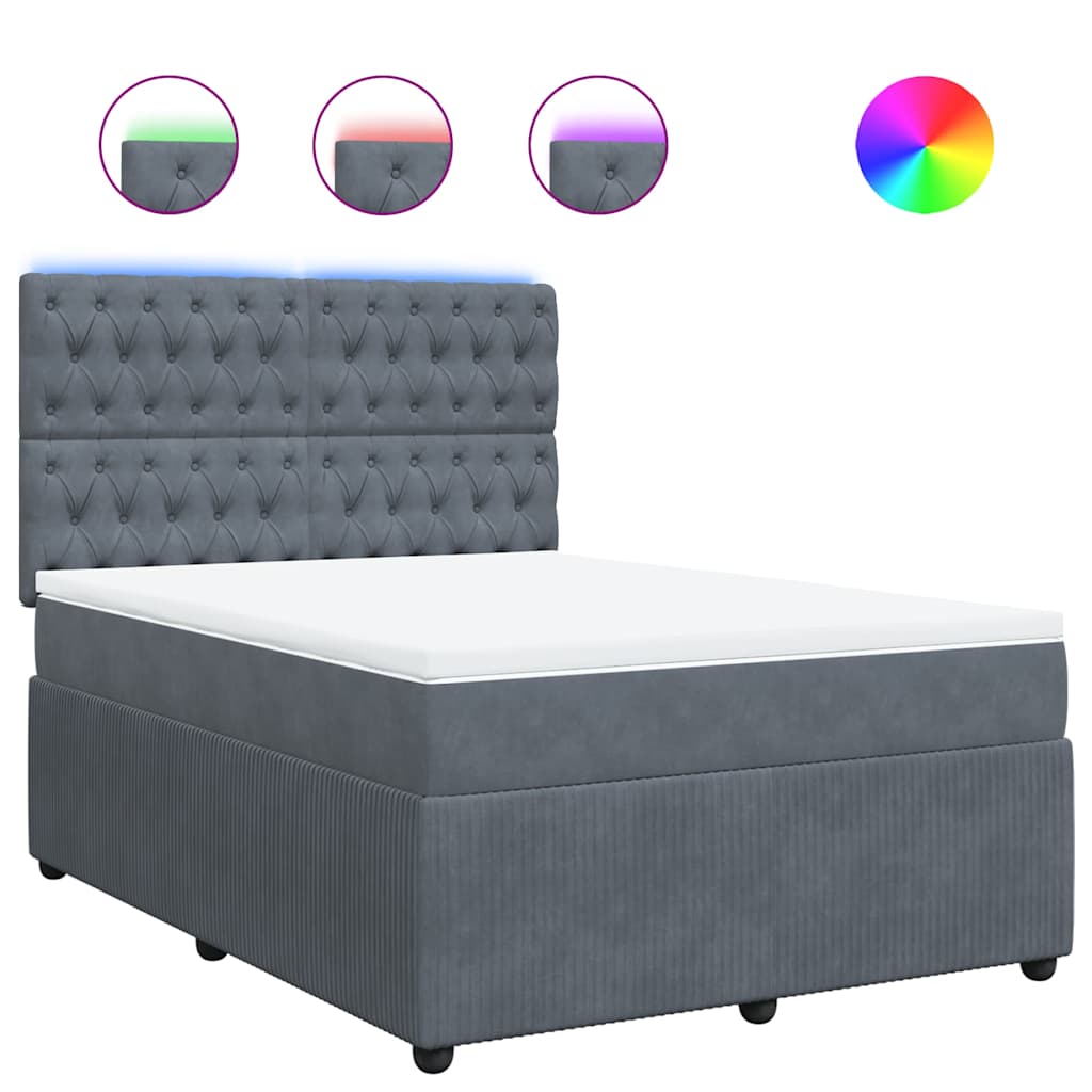 Boxspringbett mit Matratze Dunkelgrau 140x190 cm Samt