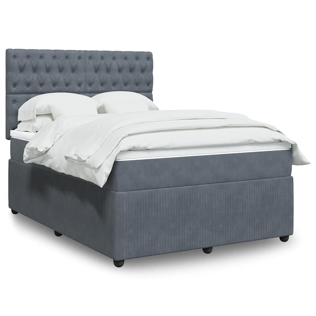 Boxspringbett mit Matratze Dunkelgrau 140x190 cm Samt