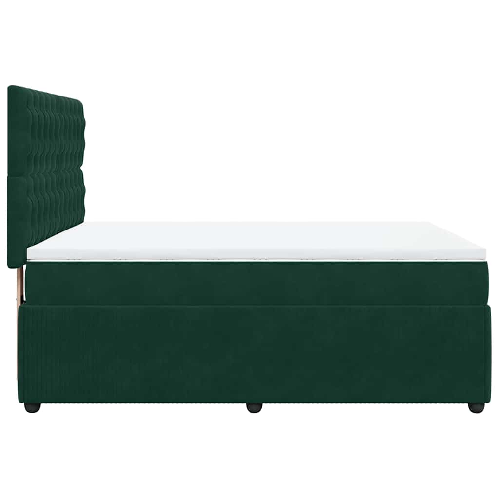 Boxspringbett mit Matratze Dunkelgrün 140x190 cm Samt