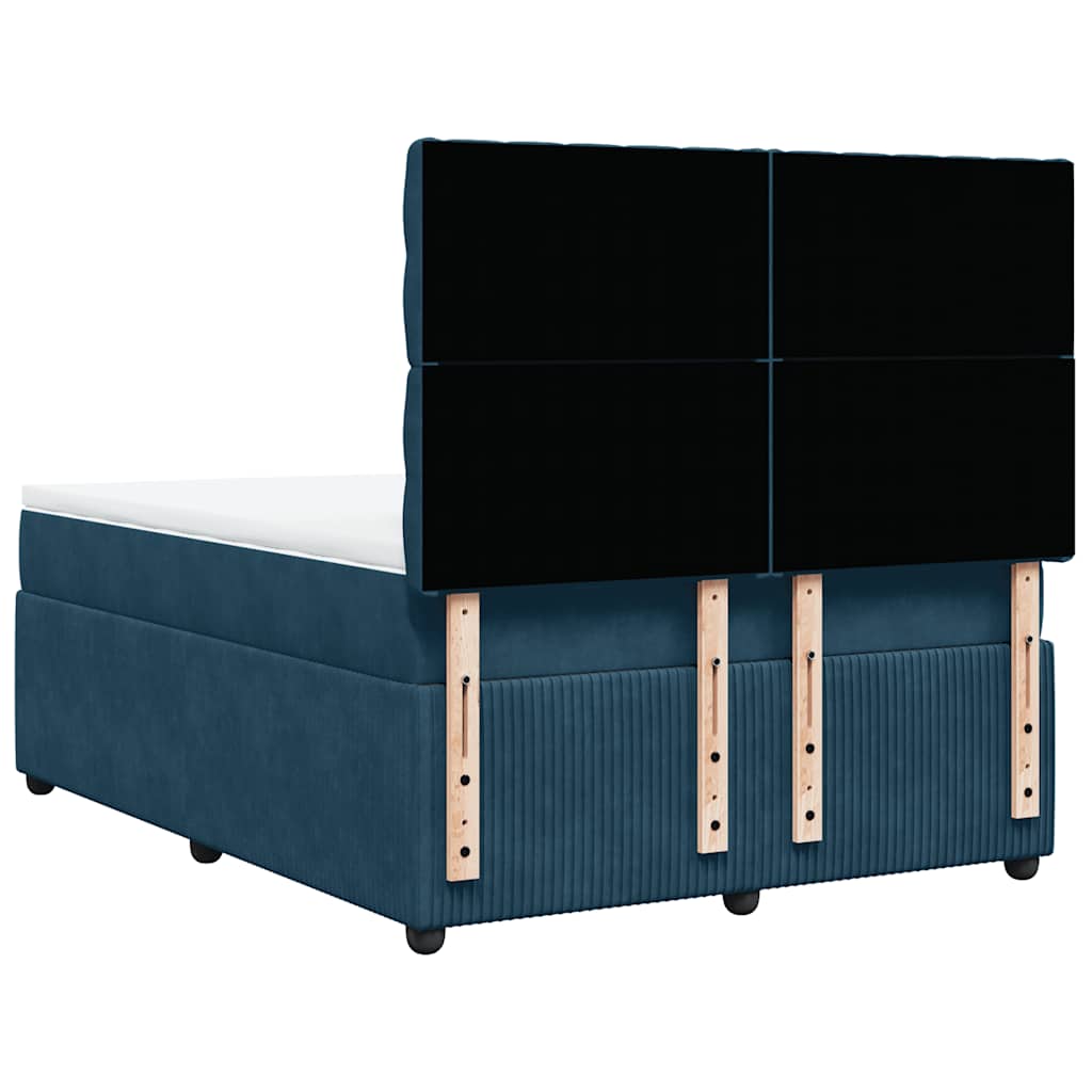Boxspringbett mit Matratze Blau 140x190 cm Samt