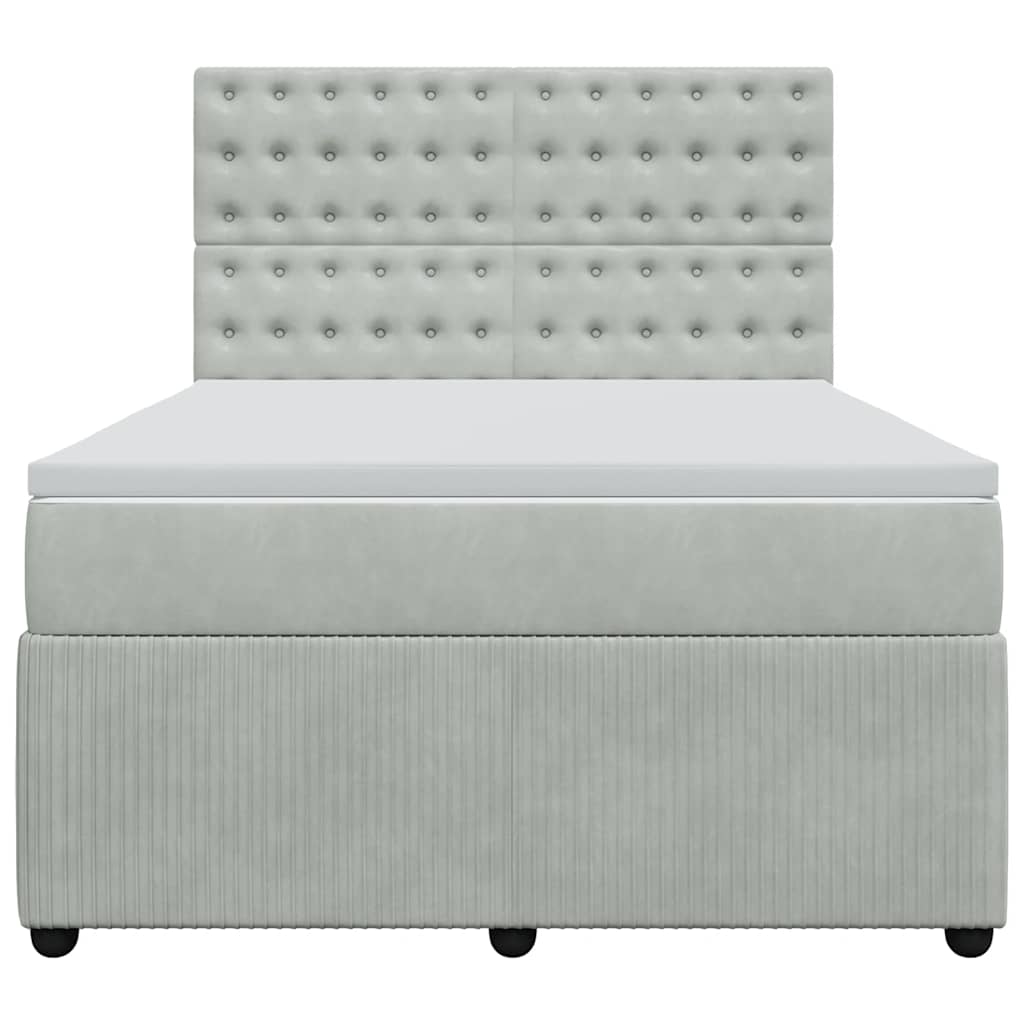 Boxspringbett mit Matratze Hellgrau 140x190 cm Samt