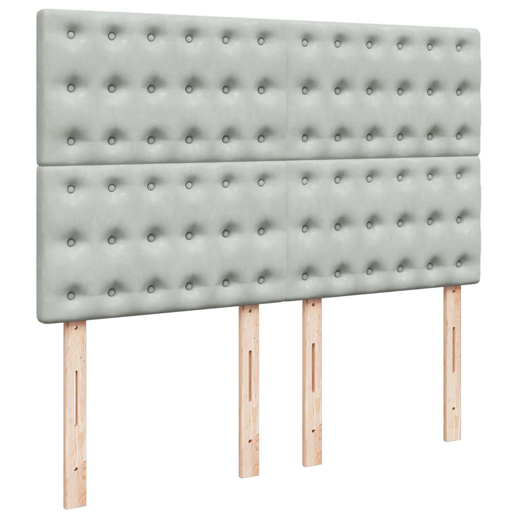 Boxspringbett mit Matratze Hellgrau 140x190 cm Samt